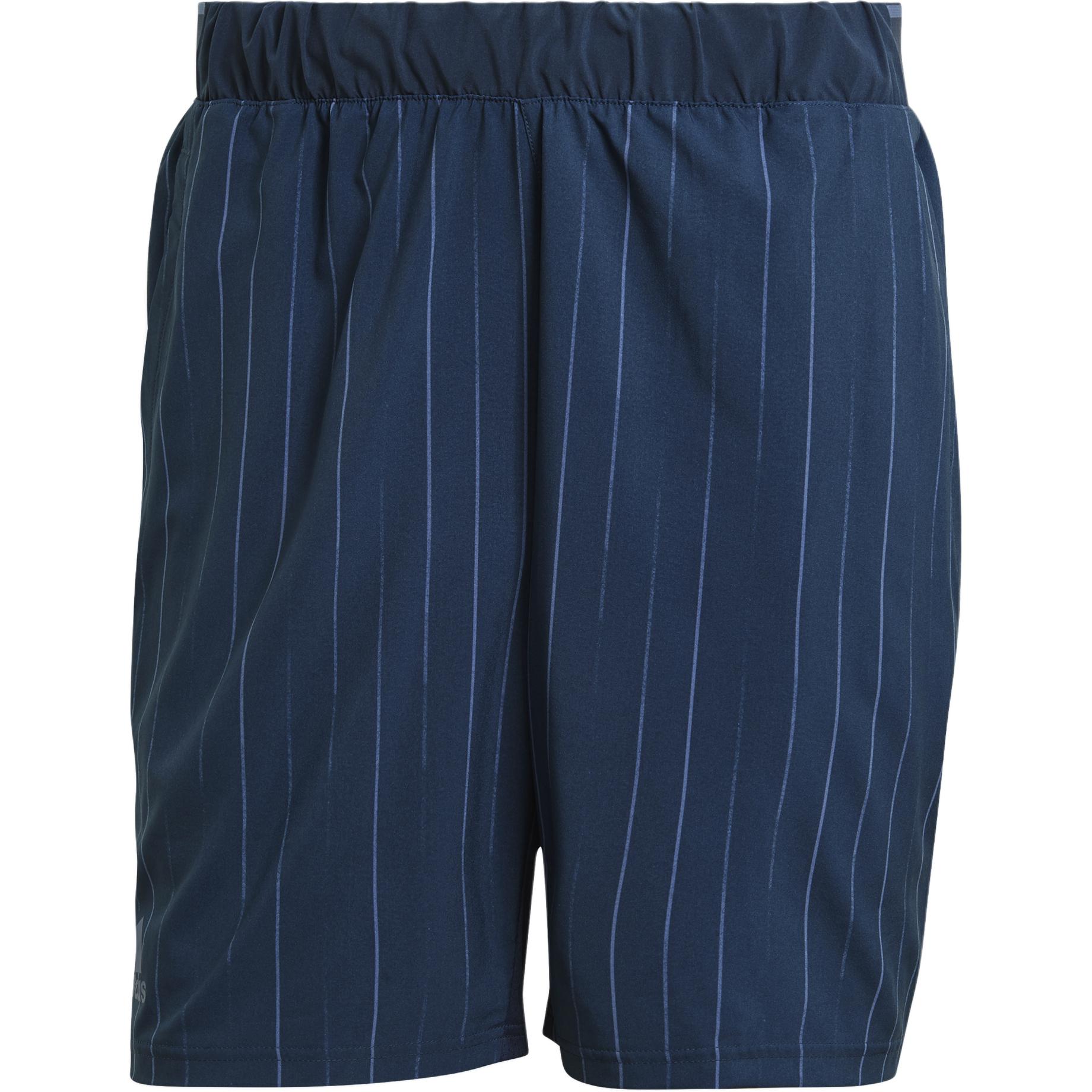 

Adidas Полосатый дизайн, удобные мягкие универсальные дышащие повседневные шорты, шорты унисекс, темно-синие GH7667 S