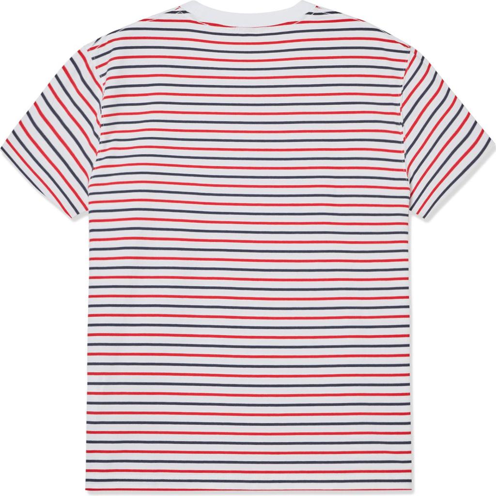 Levis SS24 Paris Limited Edition Capsule Collection Letter Embroidered Crew Neck Comfortable Short Sleeve T-Shirt Men Tops Blue Striped 0023Y-0000