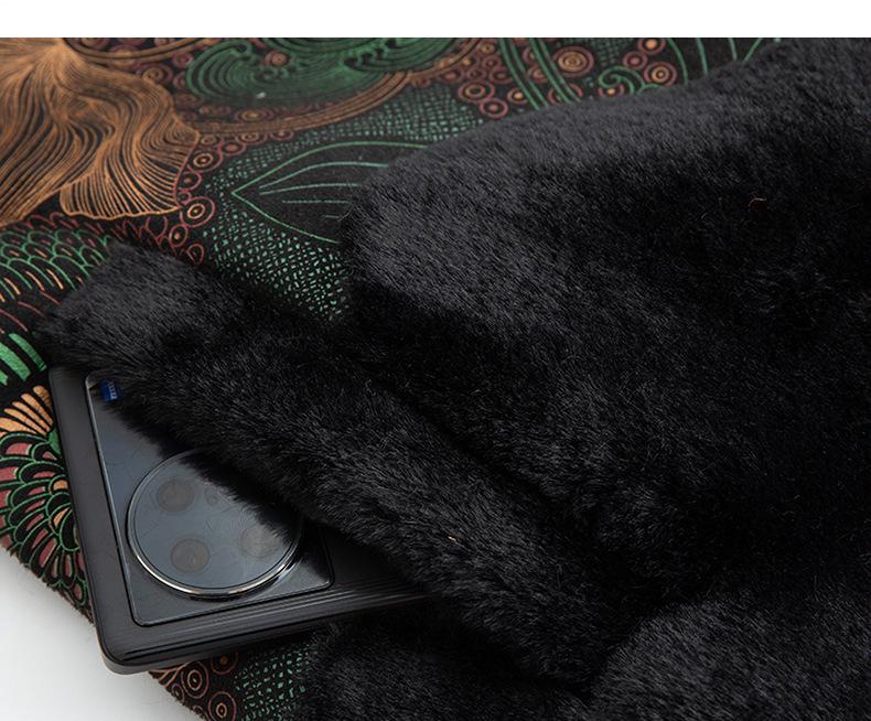 Winter Velvet Thickened One-Piece Fur Coat with Chinese Frog Buttons for Middle-aged and Elderly Women