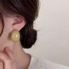 Trendy Retro Maillard Color Series Geometric Semi-circular Chocolate Bean Resin Stud Earrings for Women Korea Atmosphere Jewelry