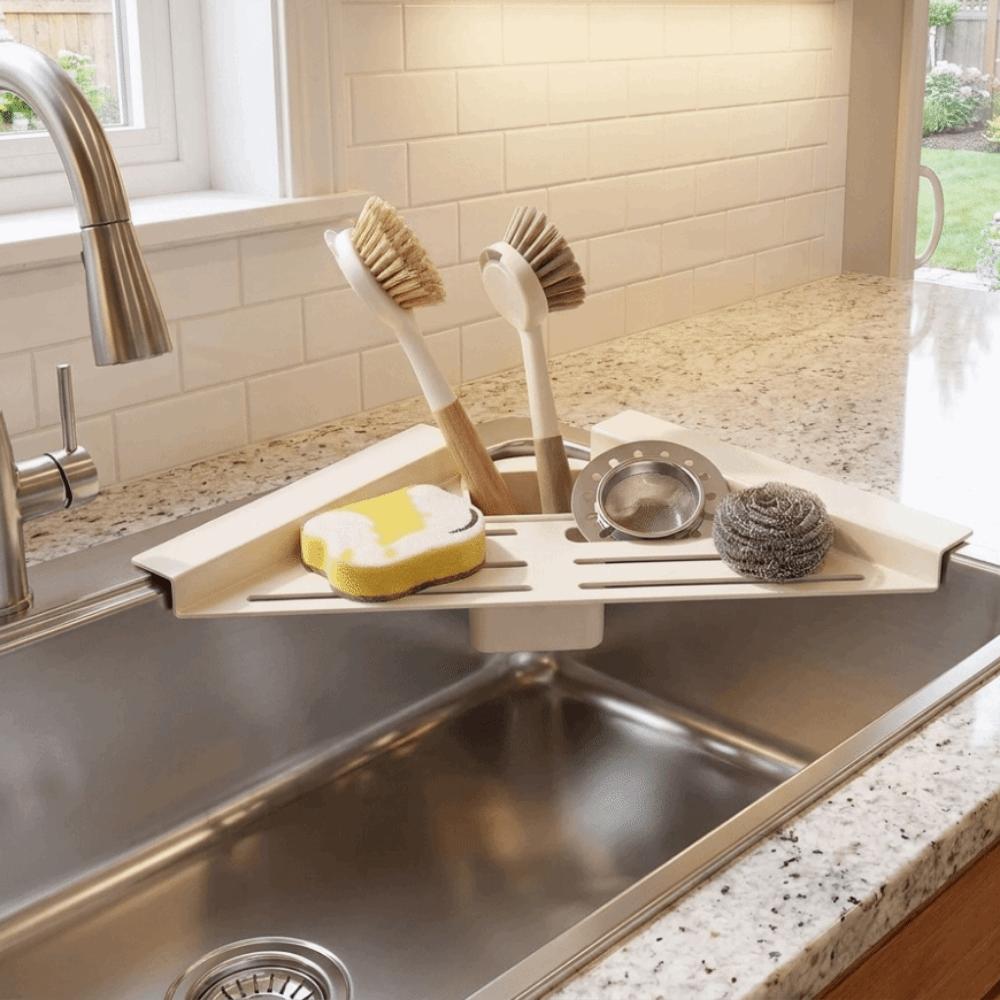 Carbon Steel Sink Sponge Holder Quick Water Drainage Dish Drying Rack Sink Storage Holder  Utensil