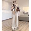 2026 Early Spring Women's High-Waisted Woolen Wide-Leg Sweatpants - Slimming, Drapey, Loose Straight-Leg Casual Trousers