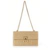 New Vacation Style Multi Layered Chain Flip Lock Straw Woven Bag Shoulder Bag