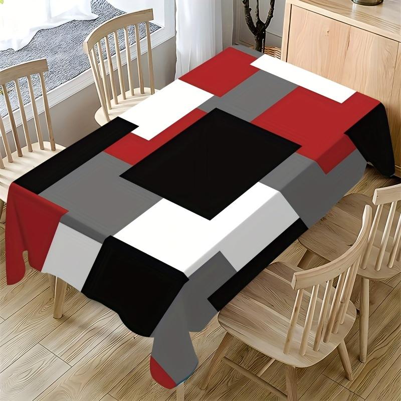 Blocs de Couleur Géométriques Modernes Rectangle Nappe Imperméable Décor de Table Réutilisable Nappe de Table de Cuisine Salle à Manger Décor de Fête de Vacances 100x160cm