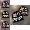 Knit Beanie With Demon Face Embroidery For Halloween And Winter Warmth