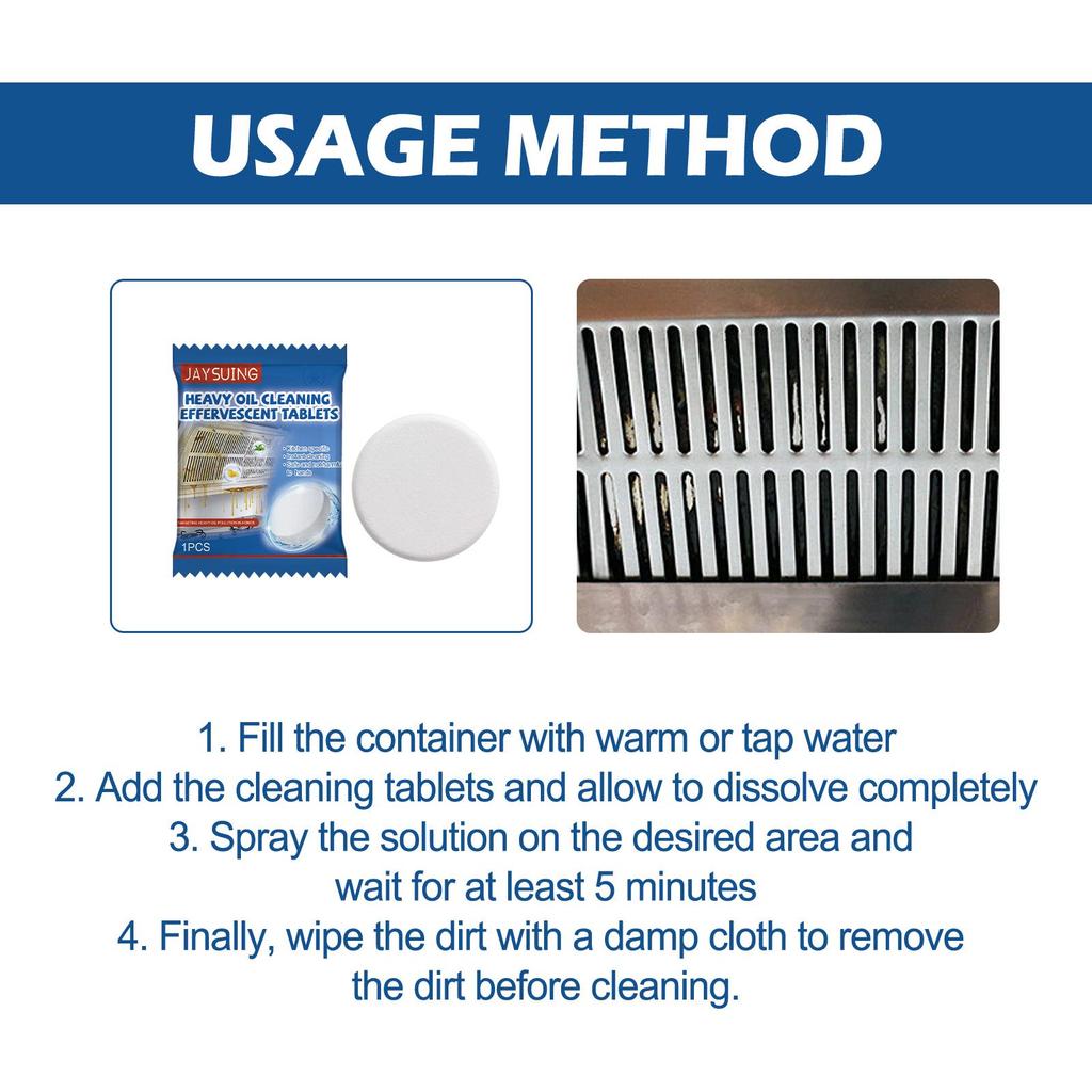 12pcs Grease Cleaning Tablets (Boxed) Heavy Duty Grease Stain Cleaning Foaming Tablets Kitchen Hood Cooktop