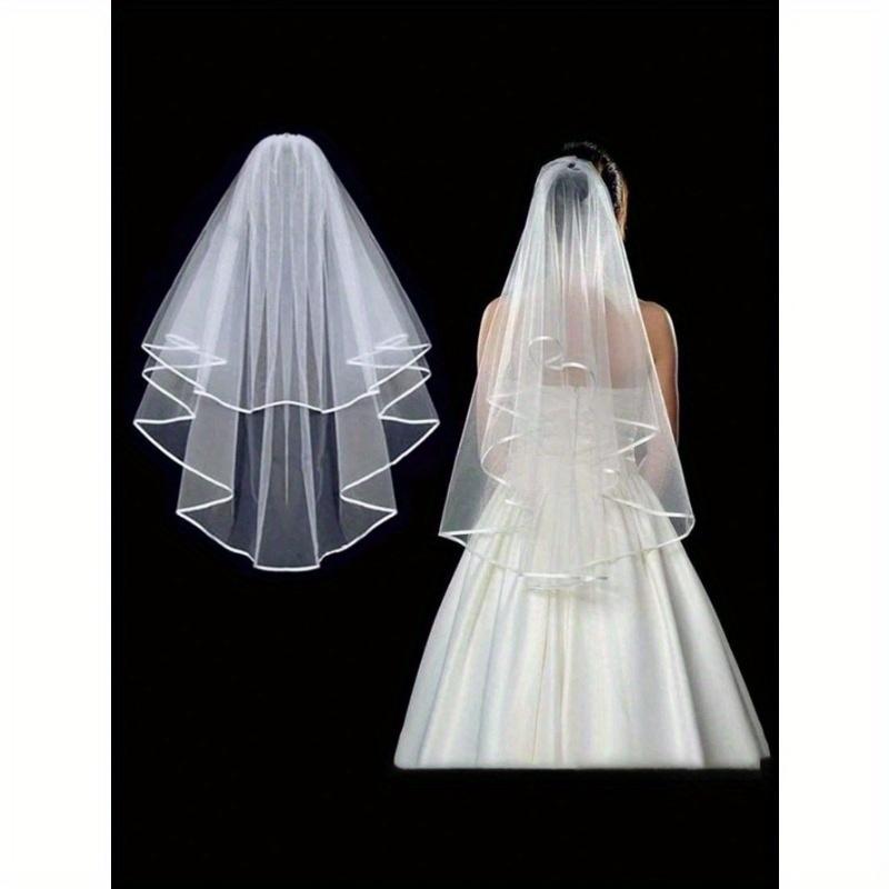 

1 шт. Элегантная белая тюлевая свадебная фата с гребнем - Двухслойная, дышащая сетка для свадебных вечеринок, мальчишников, свадеб и помолвок one-size белый