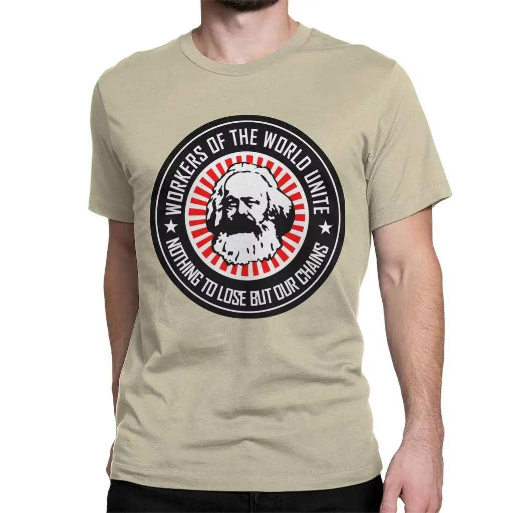 Karl Marx Dělníci v jednotě Pánská bavlněná trička Komunismus Marxismus Socialismus Trička Krátký rukáv Oblečení Harajuku