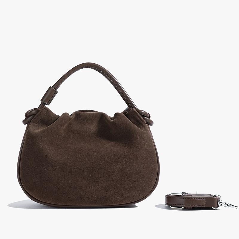 Ielgy Pleated All-Match Shoulder Handbag Autumn Winter Retro Fashion Commuter Messenger Bag