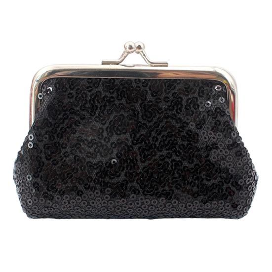 Women Coin Purse, with Metal Hinge And Kiss-lock Design, Lightweight Portable Mini Wallet, with Sequined Glitter Vintage Pouch for Coins Cards