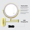 8 Inch Gold Wall Mounted Makeup LED Mirror 3X-10X Magnifying USB Charing Double Side Bathroom Smart 3 color Cosmetic Mirror