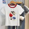 Korean Style Casual Women's Round Neck Short Sleeve T-Shirt with Mushroom Embroidery - Trendy, Versatile Age-Reducing Summer Top