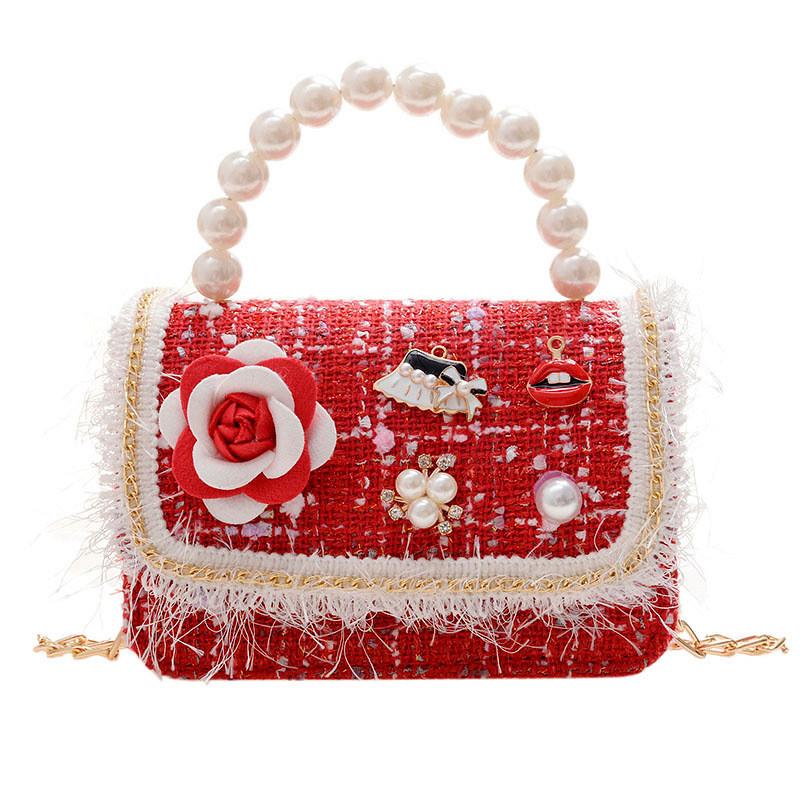 Adorable Mini Pearl Handbag For Girls Trendy Princess Style Cute Cotton Tote