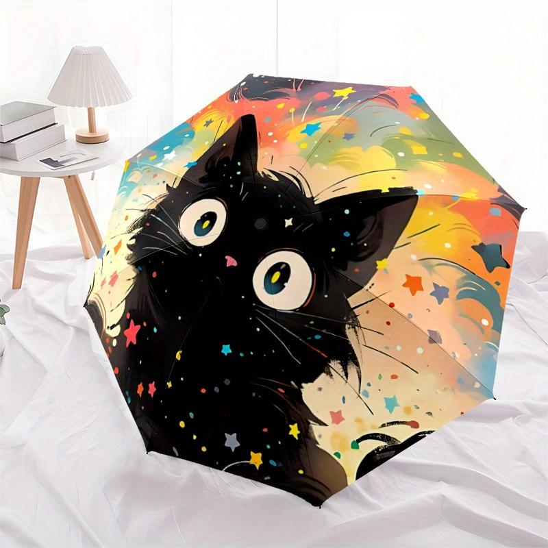 

1pc Cat Whimsy Automatic Open 8-Rib Windproof Umbrella, Travel & Commuting, Suitable for All Seasons