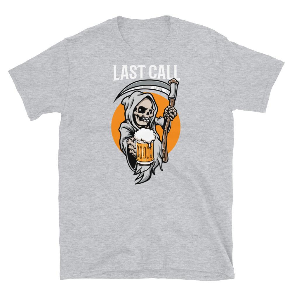 Grim Reaper Last Call Beer Humor Ale Lager IPA Short-Sleeve Unisex T-Shirt S разноцветный