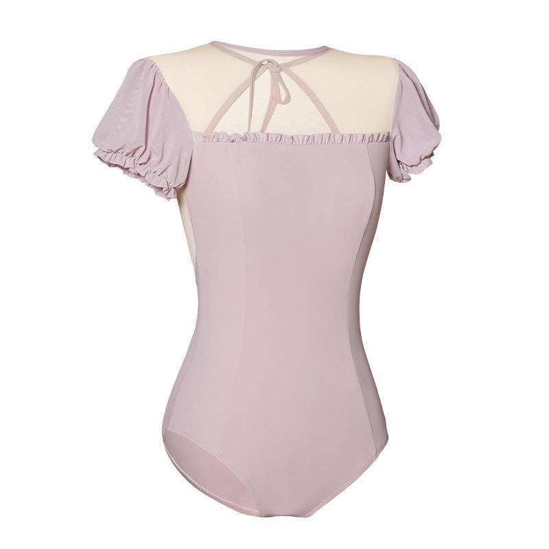 Adult Puff Sleeve Ballet & Gymnastics Body Shaping Suit - Short Sleeve Dancewear for Practice & Exams