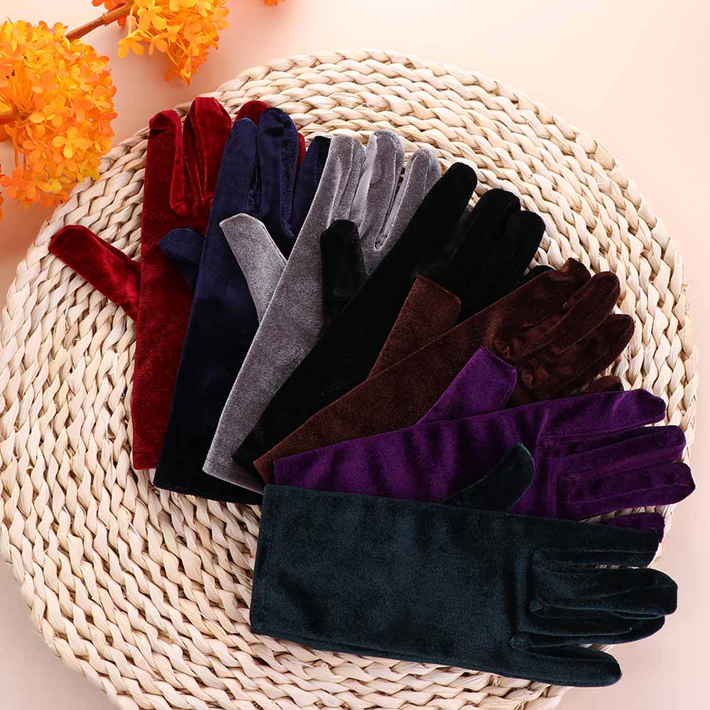 Party Winter Women Autumn Warm Driving Gloves Elastic Full Finger Mittens Gold Velvet Gloves