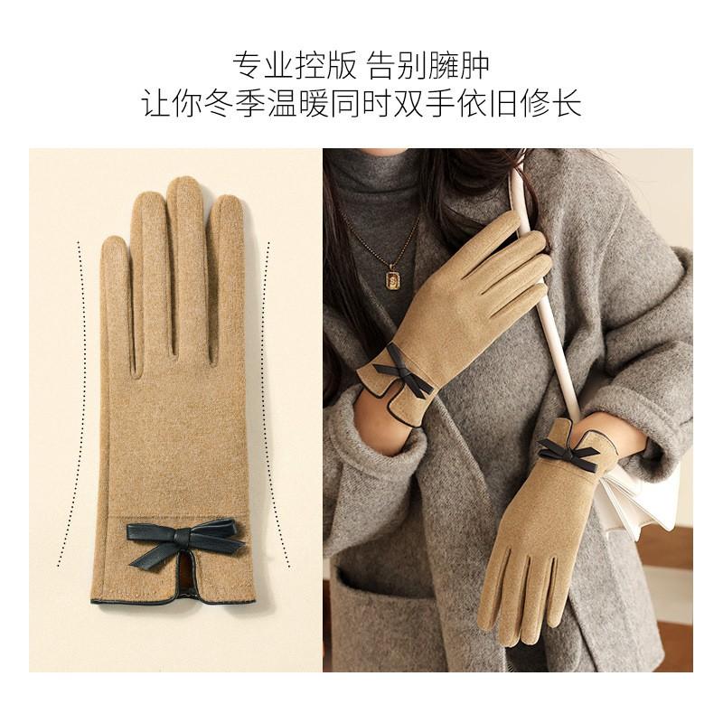 Womens Warm Fleece-Lined Cycling Gloves With Touchscreen Capability Butterfly Knot Design Winter Riding Students