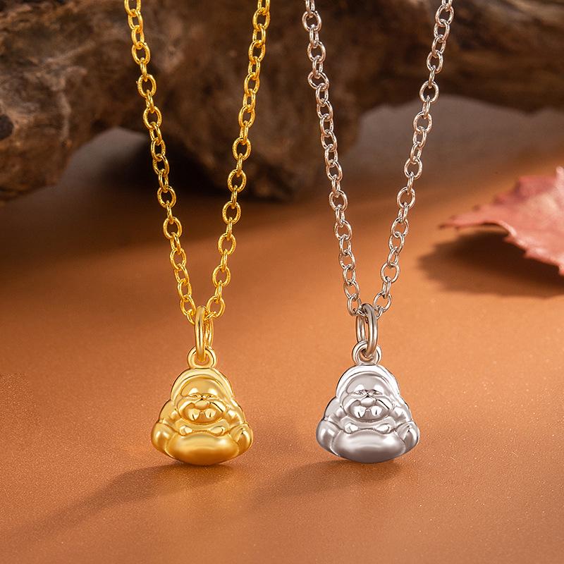 Retro Glossy Maitreya Buddha Pendant Necklace - Big-Bellied Buddha Fashion Accessory