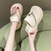 Silver heightening rhinestone pinch flip-flops women's summer wear 2025 new thick-bottomed seaside beach cool slippers toes