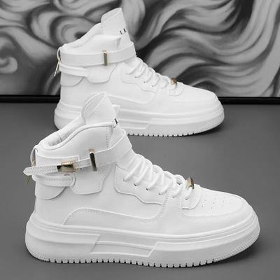 Chaussures de mode montantes et à talons hauts pour hommes 2024 nouvelle tendance polyvalentes sport et loisirs petites chaussures blanches chaussures de course d'extérieur