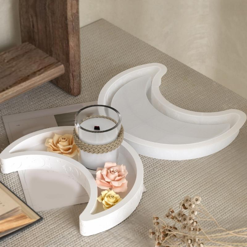 Sturdy Star and Moon Silicone Mould Round Tray Home Accessory for Crafting Supplies and Creative Storage Solution