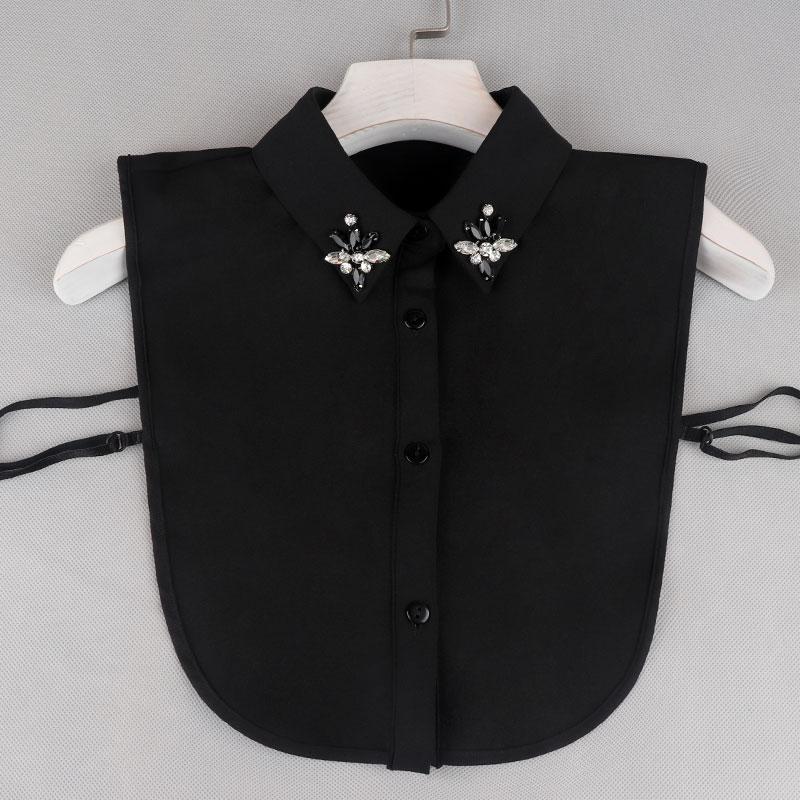 Pearl Detachable Collar Women Crystal Diamond Chiffon Shirt False Fake Collar Women Removable Peto Mujer Chemisier Faux Cols Tie