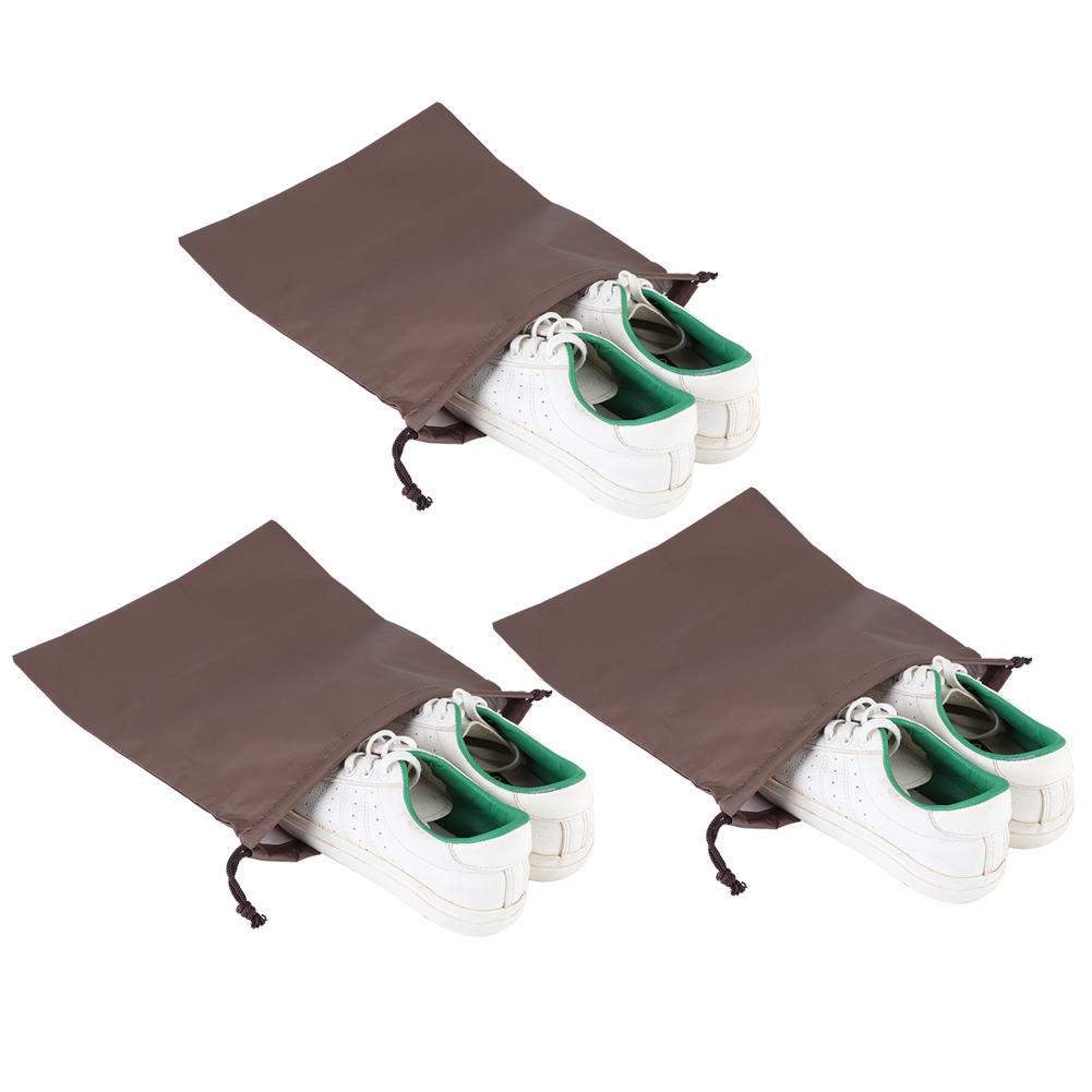 Nylon Drawstring Bag Waterproof Dustproof Storage Bags for Shoes Clothes OrganizerCoffee