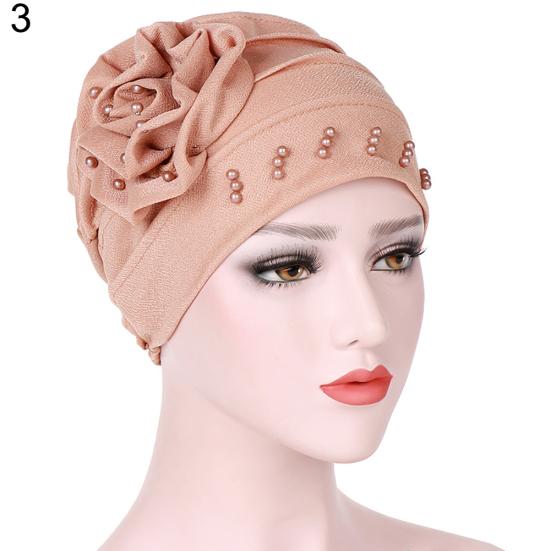 Fashion Flower Floral Beads Women Head Wrap Hat Head Protective Cover Case Gift