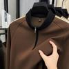 Men's Stand Up Collar Half Zipper Long Sleeve T-Shirt Autumn Solid Color Raglan Sleeve Outdoor Commute Menswear