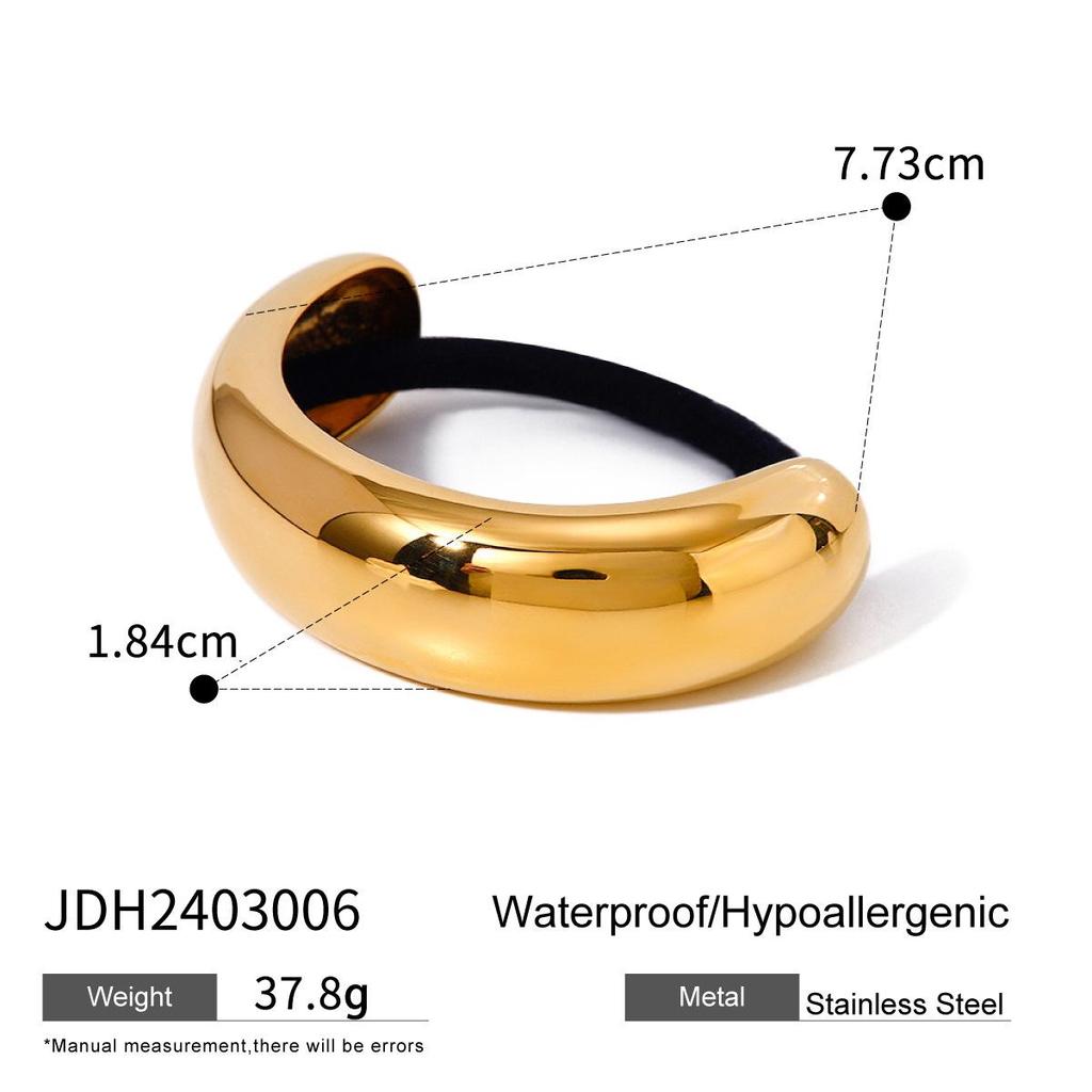 Jieding Stainless Steel Hair Tie: High-end European & American Ponytail Rubber Band with Titanium Steel Headwear.