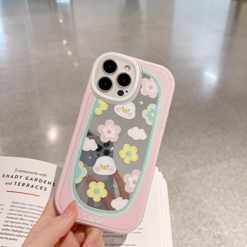 Oil Painting Duck 15 Suitable for Iphone16 IPhone Case 11 Mirror X with Lanyard 8p Makeup Mirror 14pro Max