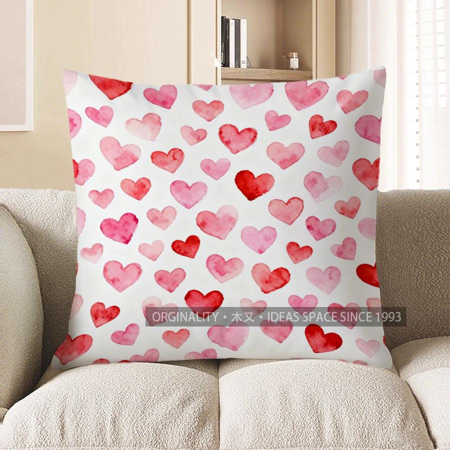 

2D Hugs And Kisses Heart-Shaped Decorative Pillow Pattern Cushion Cover Suitable For Sofa Bedroom Car Pillow Cover 40x40cm