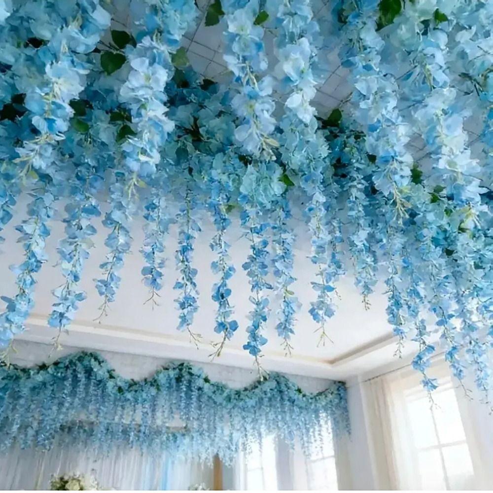 Hanging Design Artificial Wisteria Flower Vine Multicolor Hanging Garland  Wall Decoration