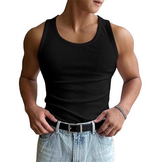

Men s Summer Vest Round Neck Workout Fitness Muscle Vest L чёрный