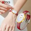 OFNS Luxury Women's Waterproof Oval Quartz Watch with Diamond-Studded Mother-of-Pearl Dial