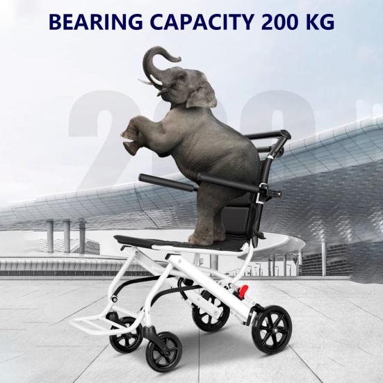 Tragbarer Transit-Reiserollstuhl Faltbare Transportrollstühle für Erwachsene und Senioren Unterstützt 180 lbs Schmale Türrahmen Rollstuhl