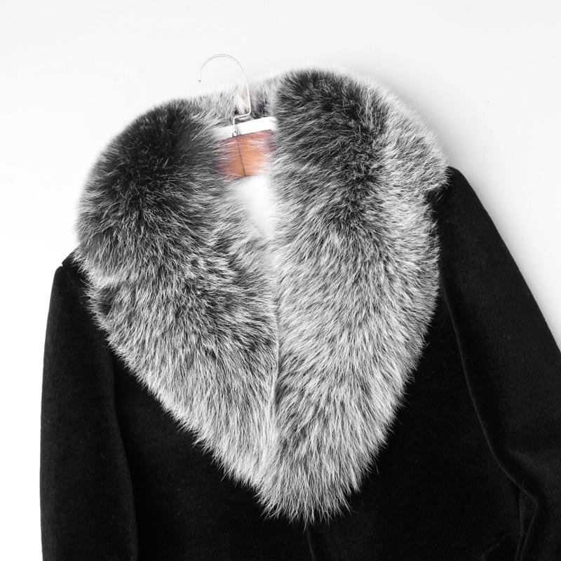 Men's Winter Casual Plus Size Thermal Fur Coat Mink Hair Long Coat Fox Hair Large Fur Collar Trench Coat