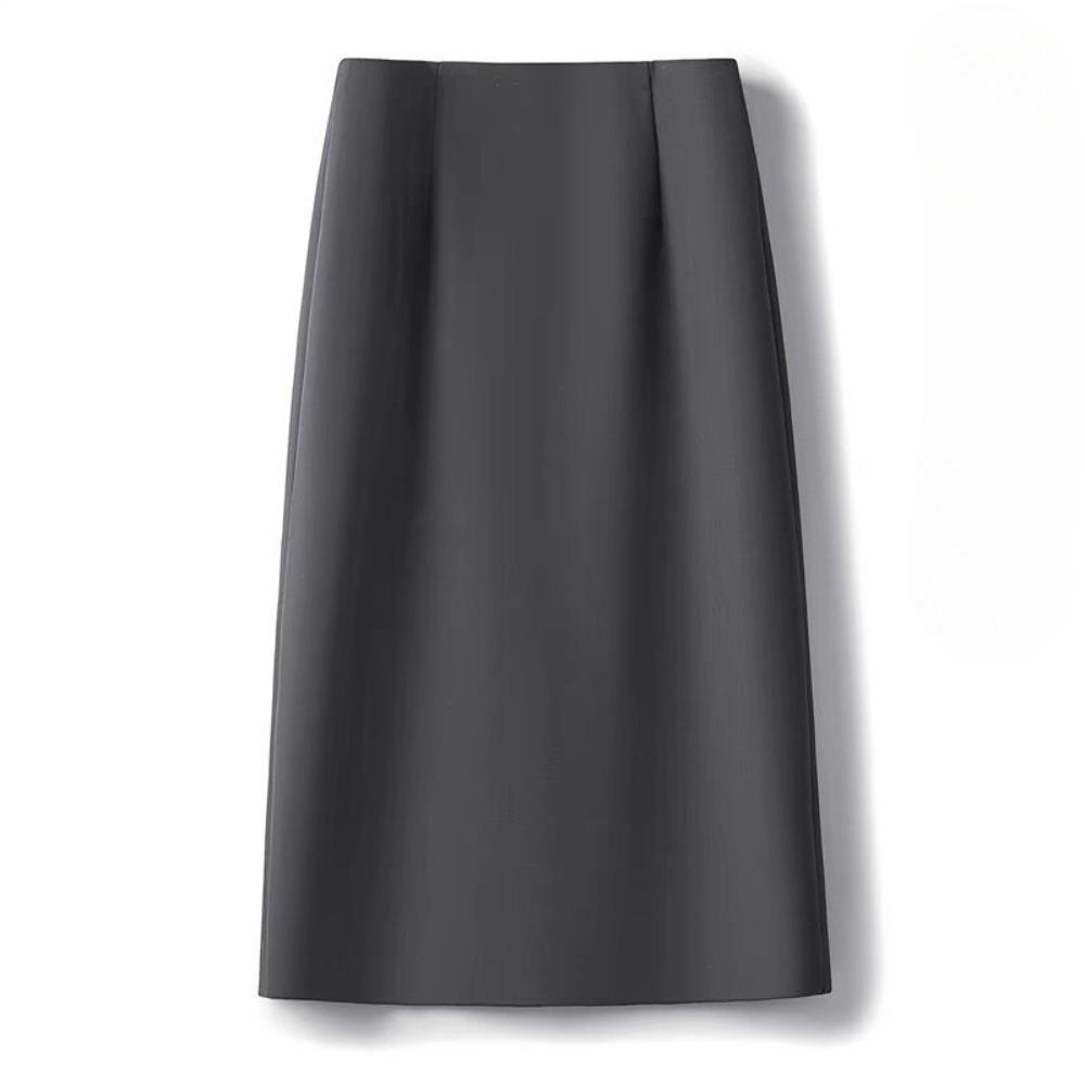 Women's High Waist A-Line Midi Skirt Non-Stretch Commuter Suit Skirt With Back Slit