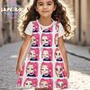 Kpop Demon Hunters Anime Girls Dress Breathable Summer Kids Cartoon Short Sleeve Beach Sundress Casual Nightgown