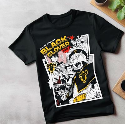 Black Clover Asta Yuno Anime Manga Camiseta Anime Manga Preta Todos os Tamanhos