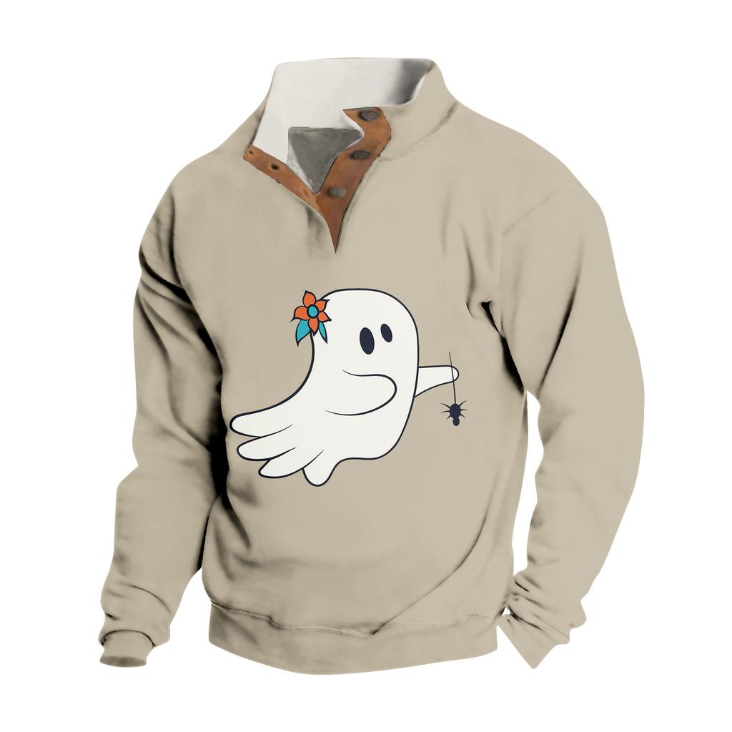 Jarní a podzimní pánská mikina se stojatým límcem je venkovní ležérní svetry topy