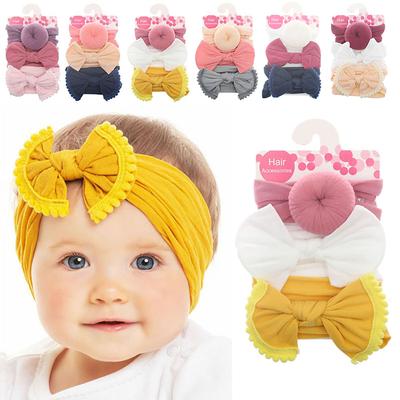 Baby Mädchen Stirnband Set 3tlg. Ultra Weiches Nylon Breites Haarband Baby Kopfbedeckung Haarschmuck