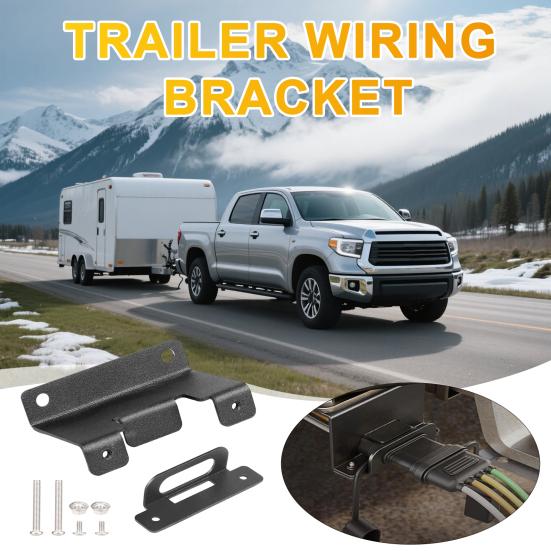 Trailer Mounting Bracket Easy Installation 4-Pin Trailer Connector with Screws Rust-Proof Carbon Steel Mounting Hardware