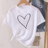 Cute Love Letter Heart Print T Shirt Women Love You Letter Graphic Short Sleeve Casual Summer Aesthetic Valentines Daily Tee