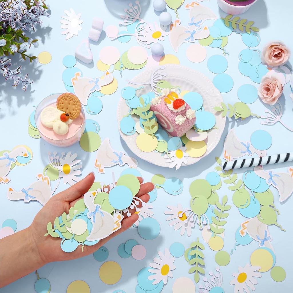 Honoson Set of 200 Pcs Silly Goose Confetti Birthday Party Decorations DIY Supplies Silly Goose Table Decoration Birthday Party (Blue)