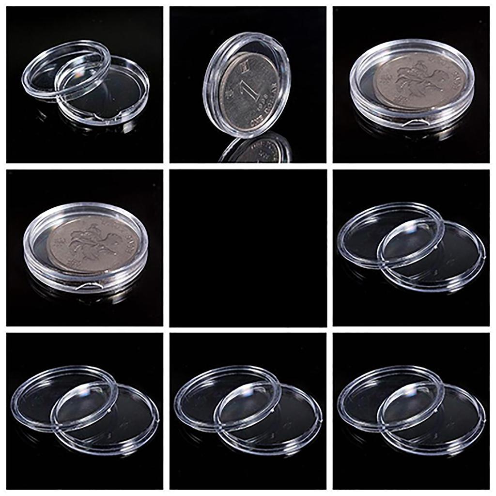 10 sztuk przezroczystych kapsułek na monety w pudełku Dostępne rozmiary od 18 mm do 50 mm na monety