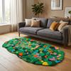 Irregular Green Moss Rug Flower Pattern Bedside Carpet Modern Imitation Cashmere Carpet  Sofa Area