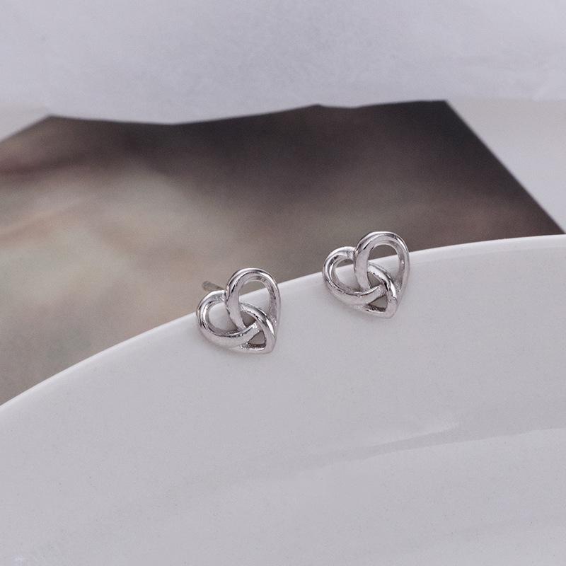 

Banyan Tree S925 Silver Irregular Heart-shaped Earrings - Korean Style 925 Silver платиновий