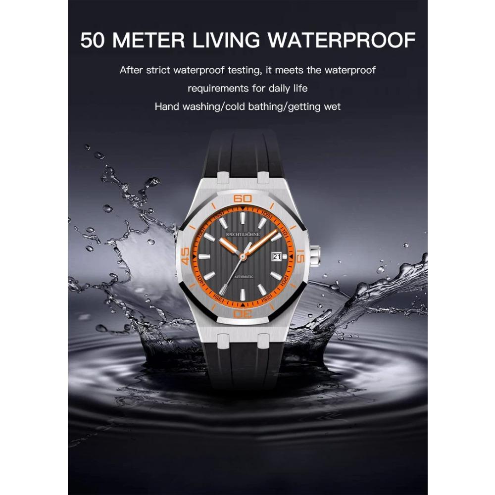 Specht & Sohne New 40mm Men Automatic Mechanical Watches Men Luxury Stainless Steel Watch Rubber Relogio Masculino Waterproof